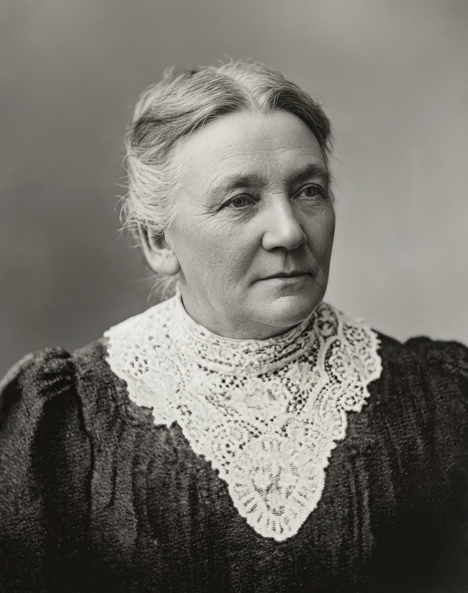 Caroline Amelia Telfer (née Masters) studio portrait, circa 1910. Late 19th/early 20th century style, high lace collar, dark garment, composed expression.